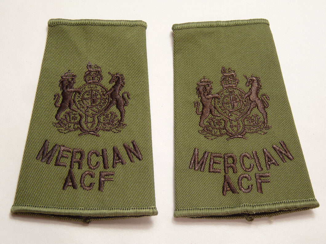 OD Green Rank Slides / Epaulette Pair Genuine British Army - ACF Mercian WO