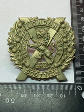 Load image into Gallery viewer, Original WW1 / WW2 British Army London Scottish Regiment Cap Badge
