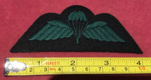 Load image into Gallery viewer, A black backed green British Army paratroopers uniform jump wing badge     B15 - The Militaria Shop
