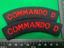 Load image into Gallery viewer, British Army Commando D Shoulder Title Pair - WW2 Pattern -Ideal for Reenactment
