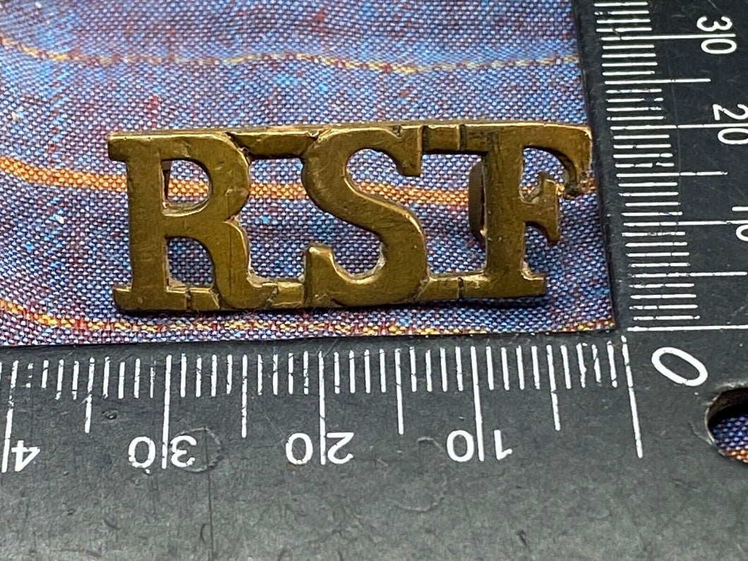 Original British Army RSF Royal Scots Fusiliers Brass Shoulder Title
