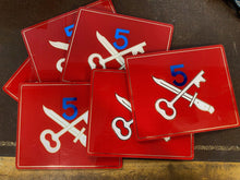 Load image into Gallery viewer, 6 x British Army 5th Infantry Brigade (5 over Crossed Key etc) place mats
