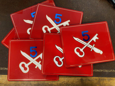 6 x British Army 5th Infantry Brigade (5 over Crossed Key etc) place mats - The Militaria Shop