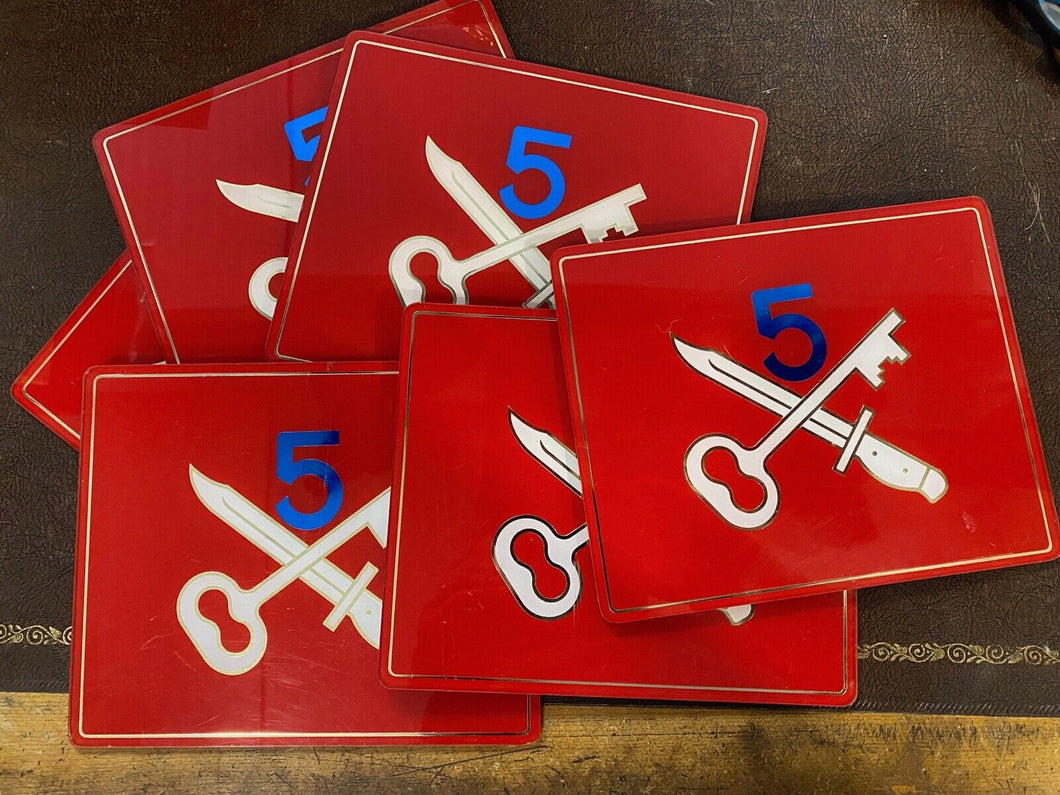 6 x British Army 5th Infantry Brigade (5 over Crossed Key etc) place mats