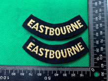 Load image into Gallery viewer, Original WW2 British Home Front Civil Defence Eastbourne Shoulder Titles

