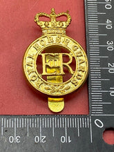 Load image into Gallery viewer, Original British QC Army Royal Horse Guards Brass Cap Badge with Rear Slider.
