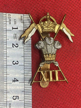 Load image into Gallery viewer, Original WW1 / WW2 British Army 12th Lancers Cap Badge
