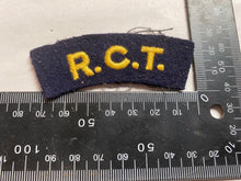 Load image into Gallery viewer, WW2 British Army ROYAL CORPS OF TRANSPORT R.C.T.  Regimental Shoulder Title.
