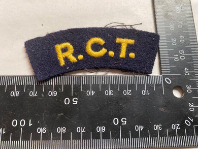 WW2 British Army ROYAL CORPS OF TRANSPORT R.C.T.  Regimental Shoulder Title. - The Militaria Shop