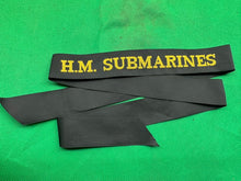 Load image into Gallery viewer, Genuine British Royal Navy H.M Submarine Cap Tally - Full Length - Mint Unissued
