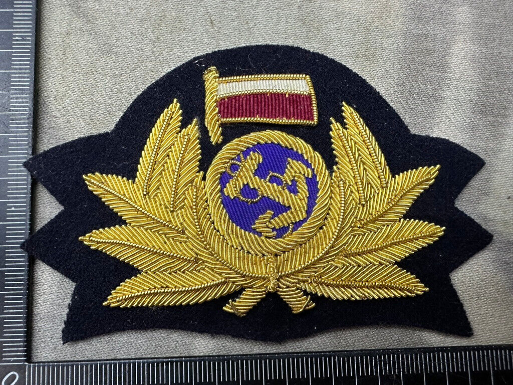 Polish Navy Navy Bullion Embroidered Officers Cap Badge