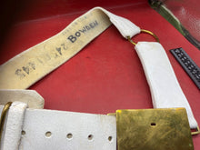 Load image into Gallery viewer, Original British Army White Buff Leather belt. With Brass Badge Plate.
