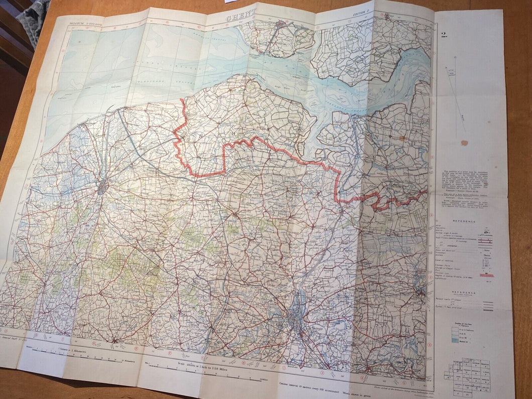 WW1 Era British Army General Staff Map of GHENT in Belgium. Original Map