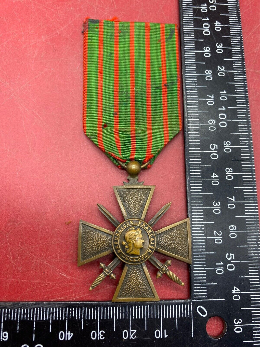 Original WW1 French Army Croix De Guerre Medal Award - 1914-1918 Dated