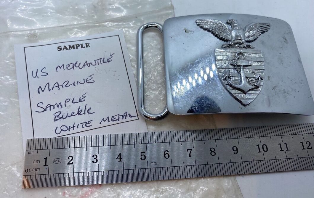 A unique factory sample US NAVY MERCANTILE MARINE white metal belt buckle - B36