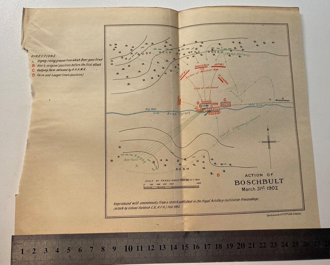 Original Boer War / British Army / Planning Map etc. Action of Boschbult