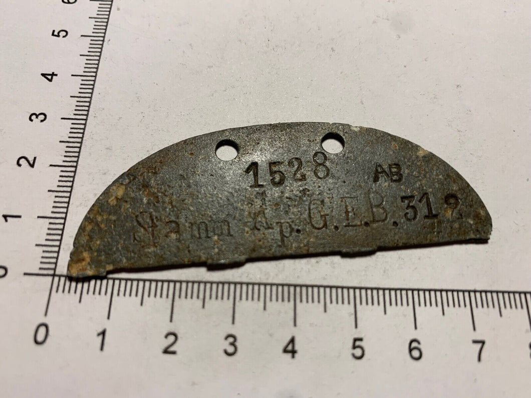 Original WW2 German Army Dog Tag - Marked - Stamm. Ap. G. E. B. 312