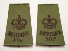 Charger l&#39;image dans la galerie, OD Green Rank Slides / Epaulette Pair Genuine British Army - ACF Mercian Major
