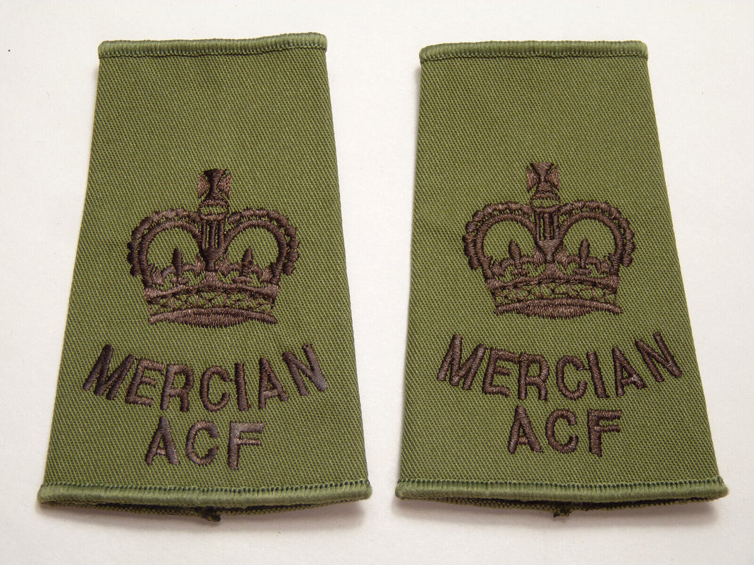 OD Green Rank Slides / Epaulette Pair Genuine British Army - ACF Mercian Major