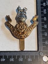 Load image into Gallery viewer, WW1 / WW2 British Army Royal North Lancashire Regiment WM/Brass Cap Badge.
