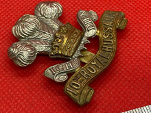 Load image into Gallery viewer, Original WW1 British Army 10th ROYAL HUSSARS Regiment Cap Badge
