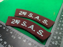 Load image into Gallery viewer, British Army 2nd SAS Shoulder Title Pair - WW2 Pattern - Ideal for Reenactment
