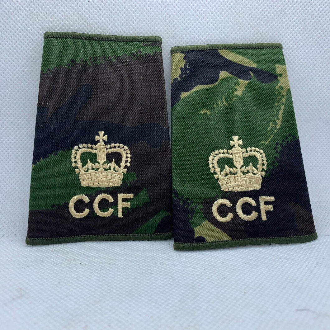 CCF DPM Camo Rank Slides / Epaulette Pair Genuine British Army - NEW