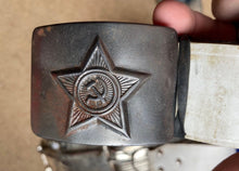Charger l&#39;image dans la galerie, Cold War ERA Soviet Union Army marching drum with matching belt and buckle
