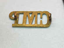 Load image into Gallery viewer, Original British Army WW1 Corps of Military Police Brass Shoulder Title
