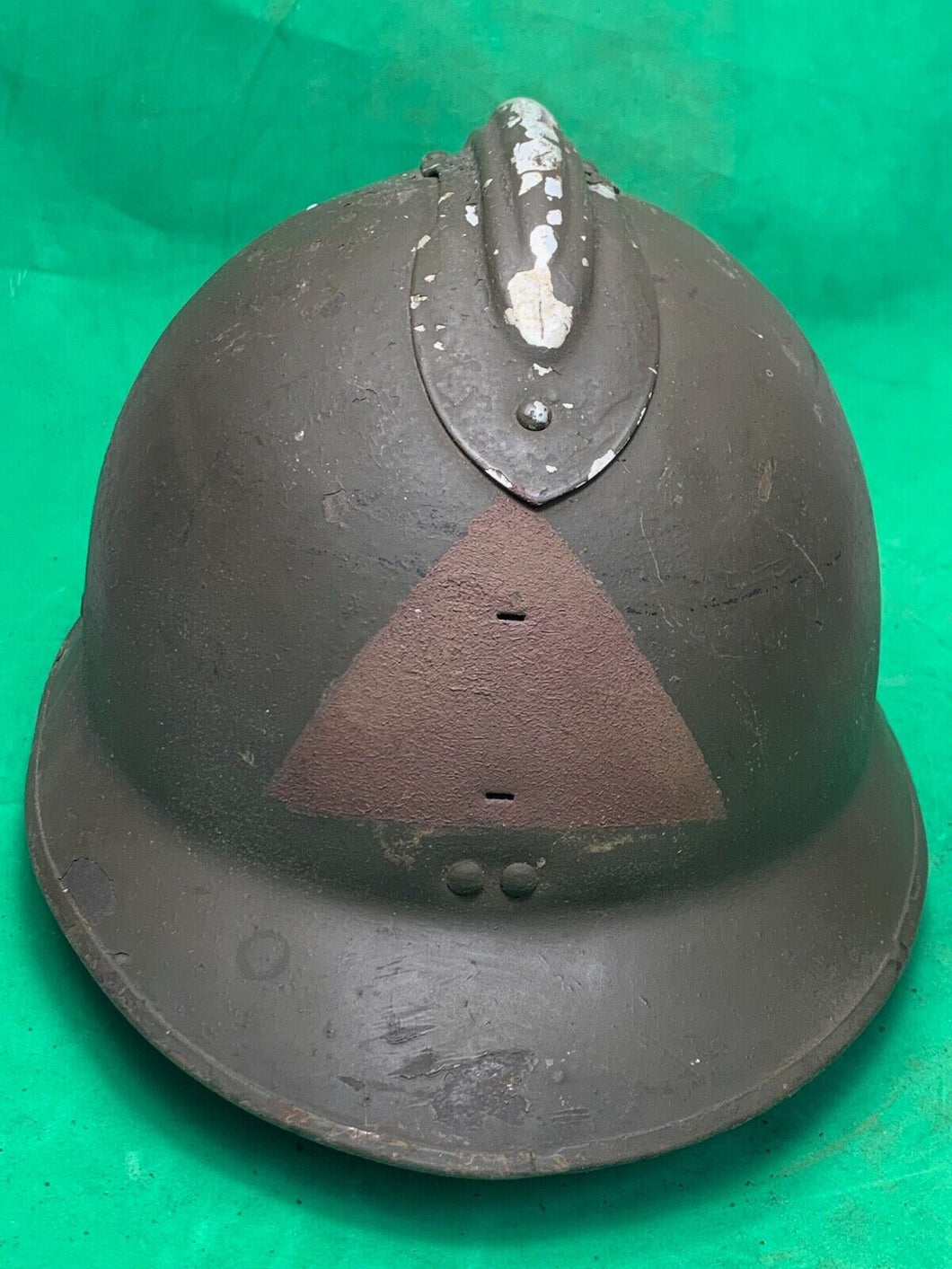 Original WW2 French Army M1926 Adrian Helmet - Divisional Paintwork - Complete