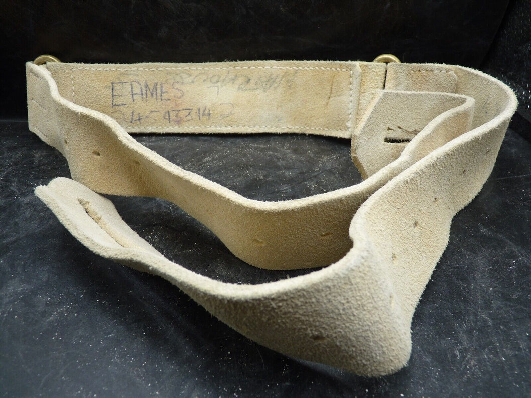 Original British Army White Buff Leather belt. Used by Guards Regiments