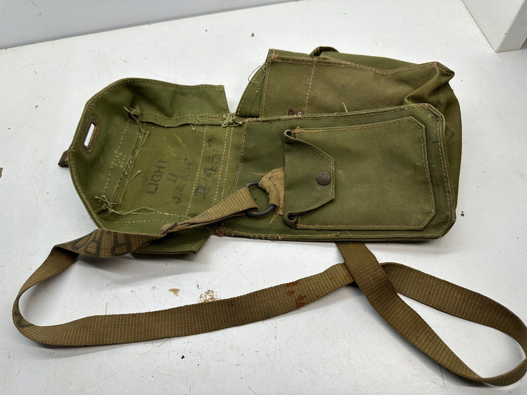 Original WW2 British Army Assault Light Weight Gas Mask Bag 1945 Dated