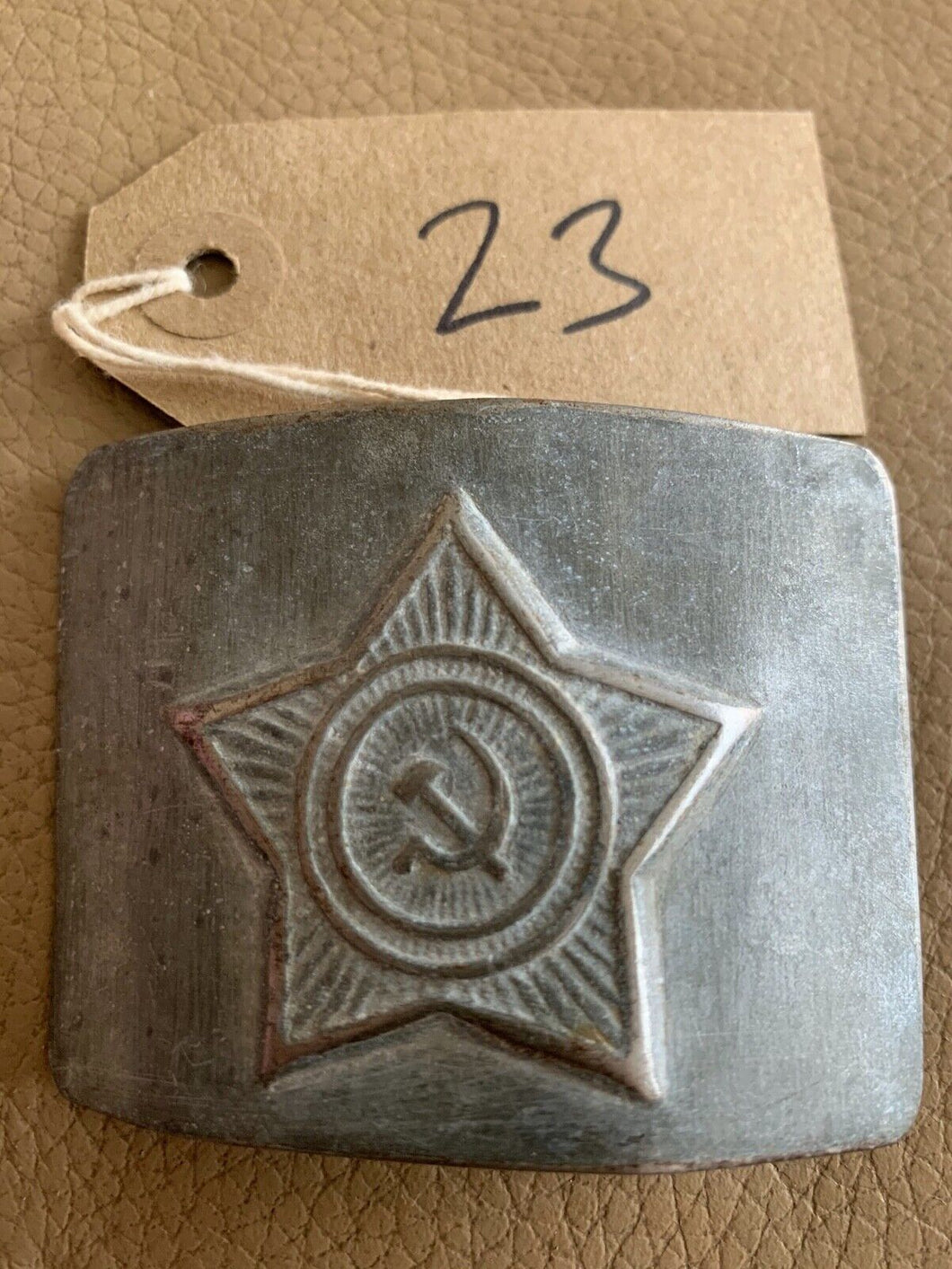 Genuine WW2 USSR Russian Soldiers Army Brass Chromed Belt Buckle - #23