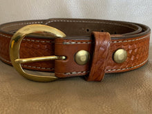 Load image into Gallery viewer, Aker Brown Leather Pistol Police Belt - Varied Sizes - Hidden Coin Compartment
