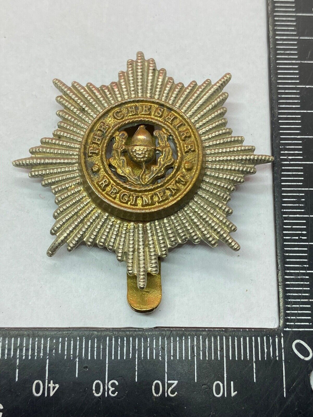 Original WW1 / WW2 British Army Cheshire Regiment Cap Badge