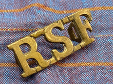 Load image into Gallery viewer, Original British Army RSF Royal Scots Fusiliers Brass Shoulder Title
