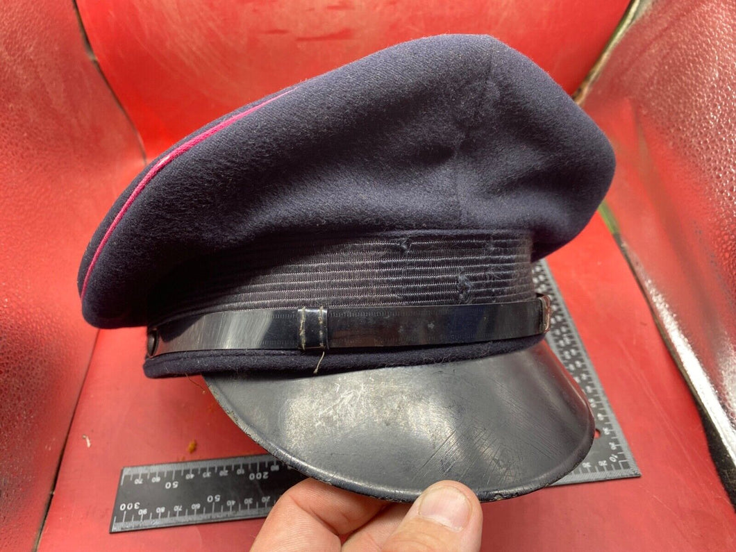 Post WW2 German Railway Officials Visor Cap.  Burgundy Piped and Easy to Convert