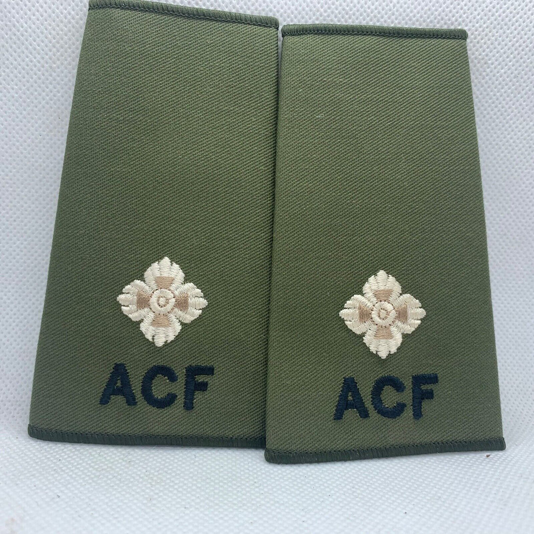 Cadet ACF OD Green Rank Slides / Epaulette Pair Genuine British Army - NEW