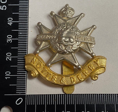 WW1 / WW2 British Army - Notts & Derby white metal and brass cap badge. - The Militaria Shop