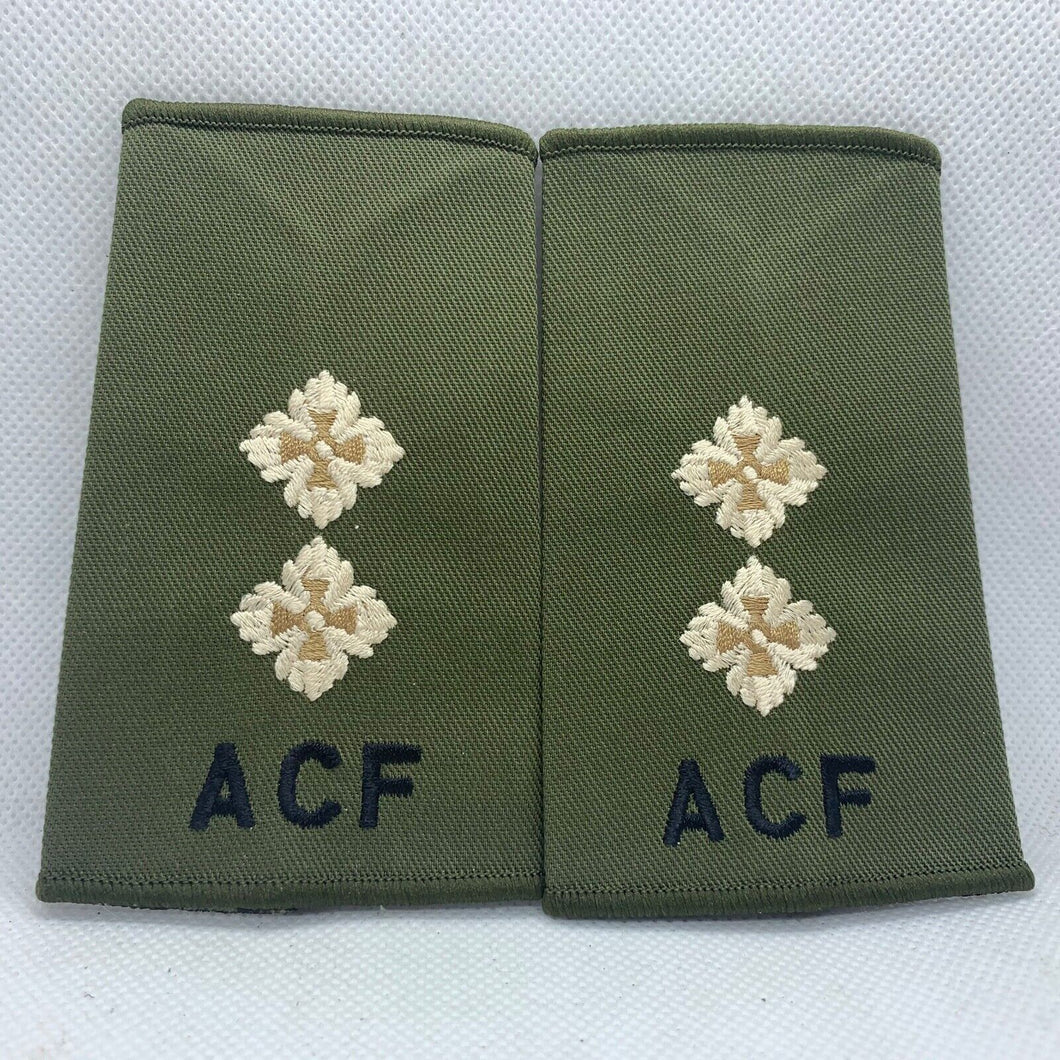 Cadet ACF OD Green Rank Slides / Epaulette Pair Genuine British Army - NEW