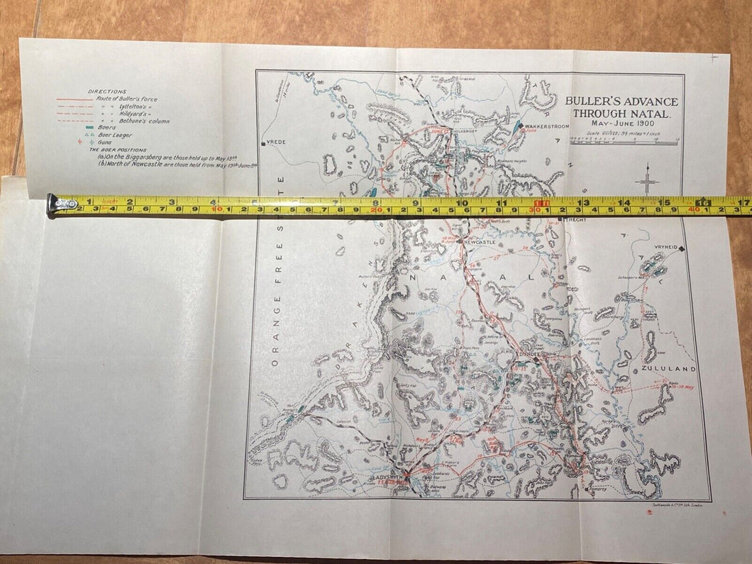 Original Boer War/British Army/ Planning Map. BULLER'S ADVANCE THROUGH NATAL.