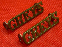 Load image into Gallery viewer, Original British Army GREY&#39;S Brass Collar Badges - Matching Pair
