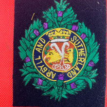 Load image into Gallery viewer, British Army Argyll &amp; Sutherland Highlanders Regiment Embroidered Blazer Badge
