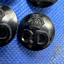 Lade das Bild in den Galerie-Viewer, Original British Civil Defence Bakelite 17mm Uniform Buttons - Set of 4 - WW2
