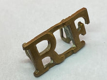 Load image into Gallery viewer, Original British Army WW1 Royal Fusiliers RF Brass Shoulder Title
