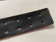 Load image into Gallery viewer, WW2 German Army belt leather fastening strip. Black leather reproduction.
