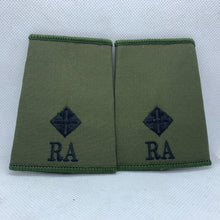 Load image into Gallery viewer, RHA Royal Horse OD Green Rank Slides / Epaulette Pair Genuine British Army - NEW
