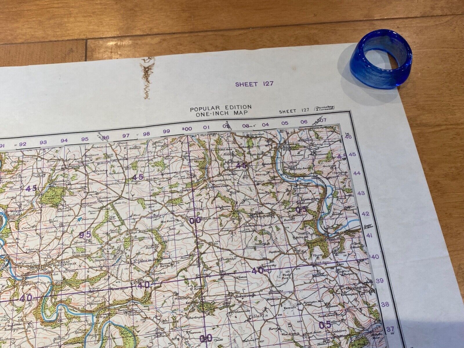 WW2 British Army 1931 dated MILITARY EDITION General Staff map RIVER TORRIDGE. - The Militaria Shop