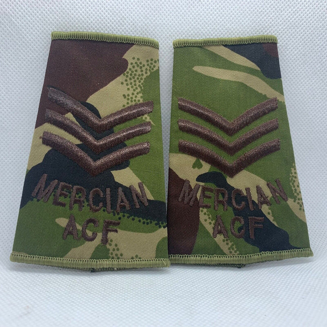 Mercian ACF DPM Rank Slides / Epaulette Pair Genuine British Army - NEW