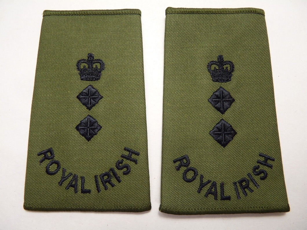 Royal Irish OD Green Rank Slides / Epaulette Pair Genuine British Army - NEW